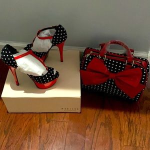 Sexy red and white polka dot shoes and purse.